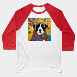 Gustav Klimt Style Dog with Colorful Scarf Baseball T-Shirt